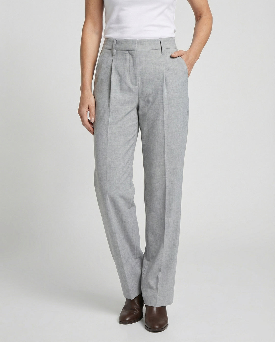 Anzughose Weit High Waist Mit Bügelfalte Damen