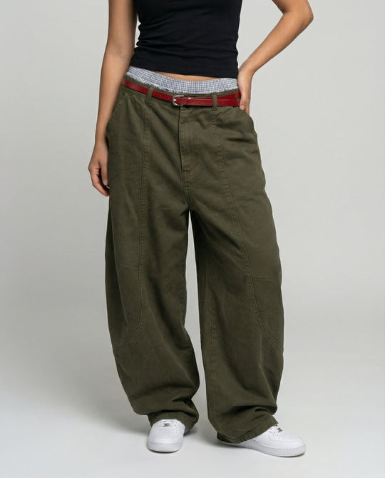 Damen Weite utilitaristische Stoffhose EB