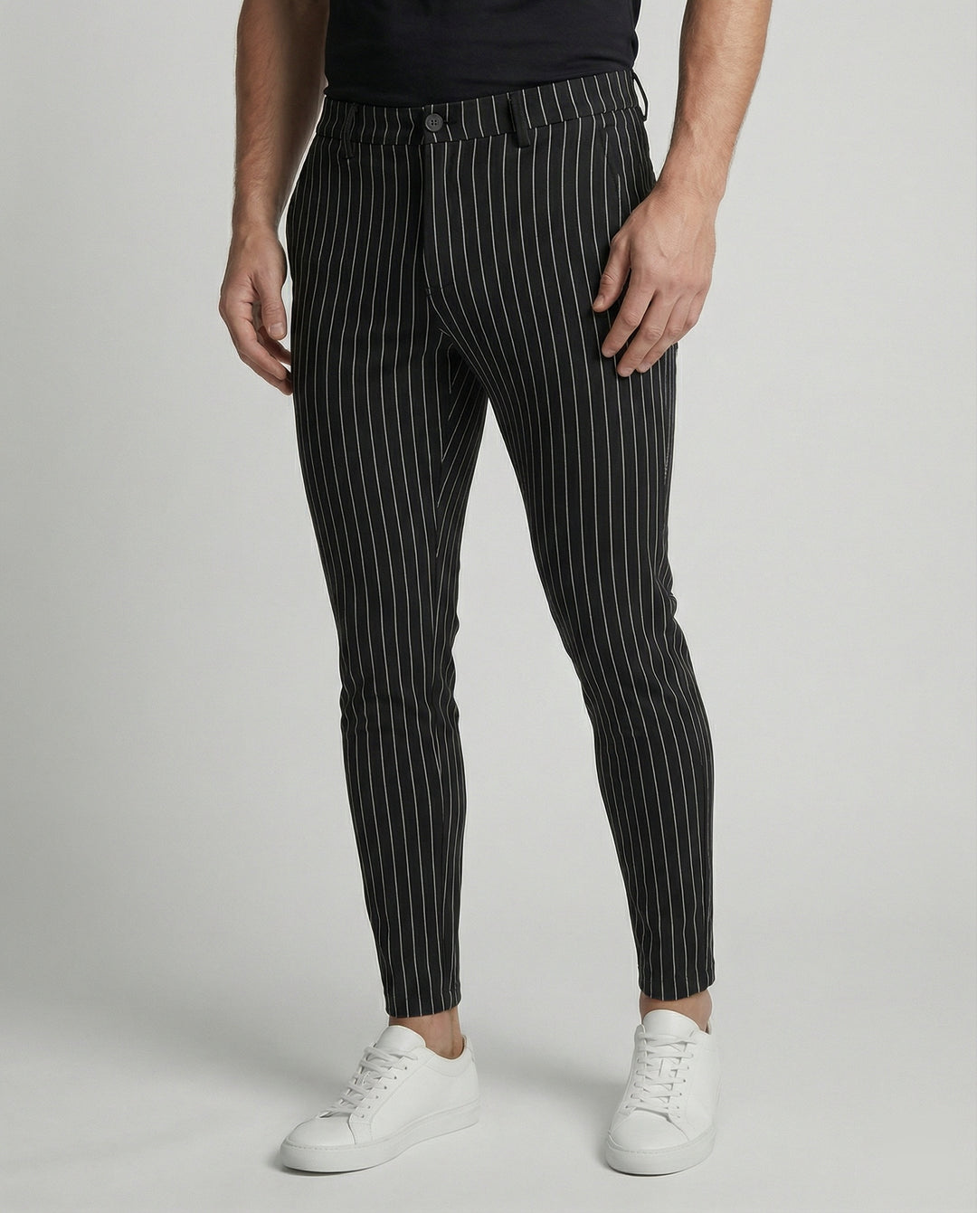 Herren stylische und bequeme Slim-Fit Hose mit gestreiftem Design EB