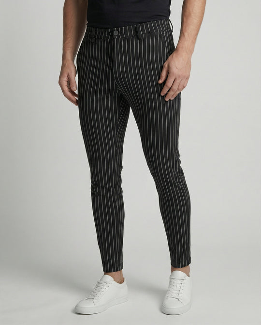 Herren stylische und bequeme Slim-Fit Hose mit gestreiftem Design EB
