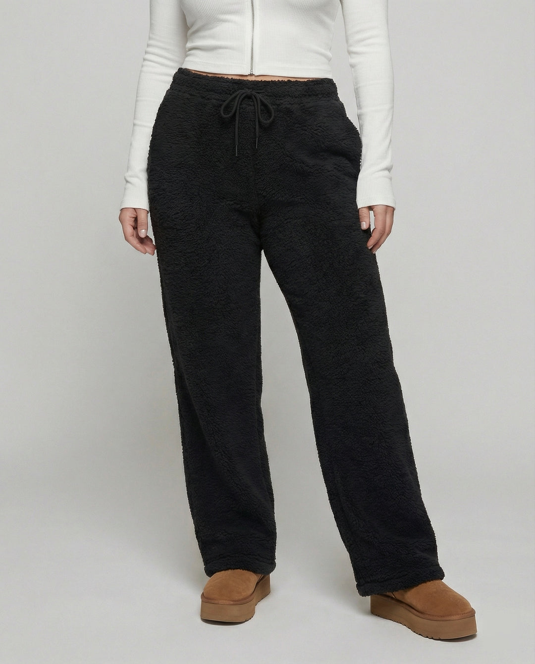 Damen kuschelige Fleece-Hose mit weitem Schnitt EB
