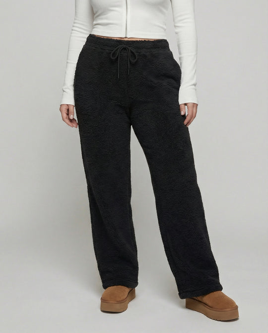 Damen kuschelige Fleece-Hose mit weitem Schnitt EB