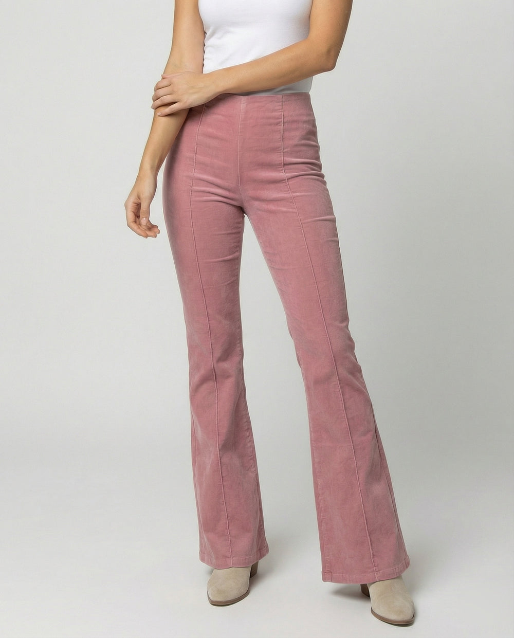 Damen Flared Cord-Hose mit hohem Bund und weichem Material EB