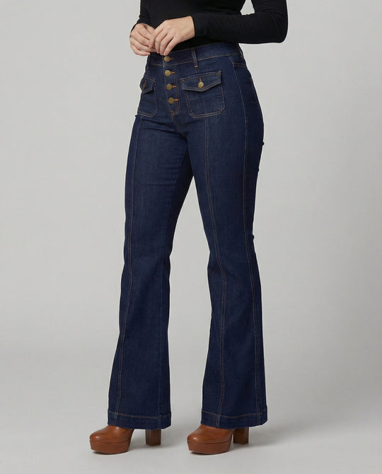 Damen High-Waist Schlagjeans EB