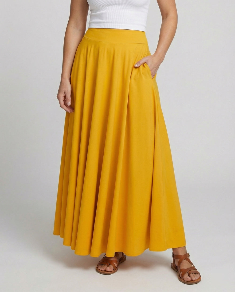 Damen Luftiger Maxi-Rock mit hohem Taillenbund EB