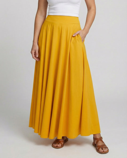 Damen Luftiger Maxi-Rock mit hohem Taillenbund EB