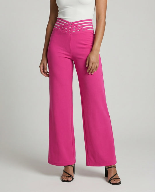 Damen Weit geschnittene Palazzo-Hose mit trendigen Cut-Outs EB