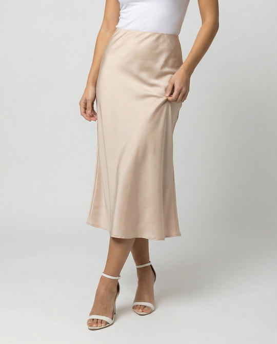 Damen eleganter Midirock mit sanftem Schnitt und hohem Bund EB