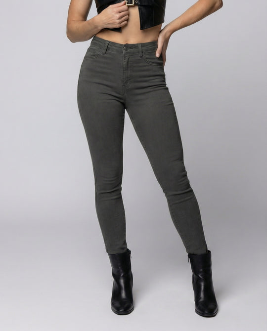 Damen körperbetonte Cargo-Hose mit hohem Bund EB