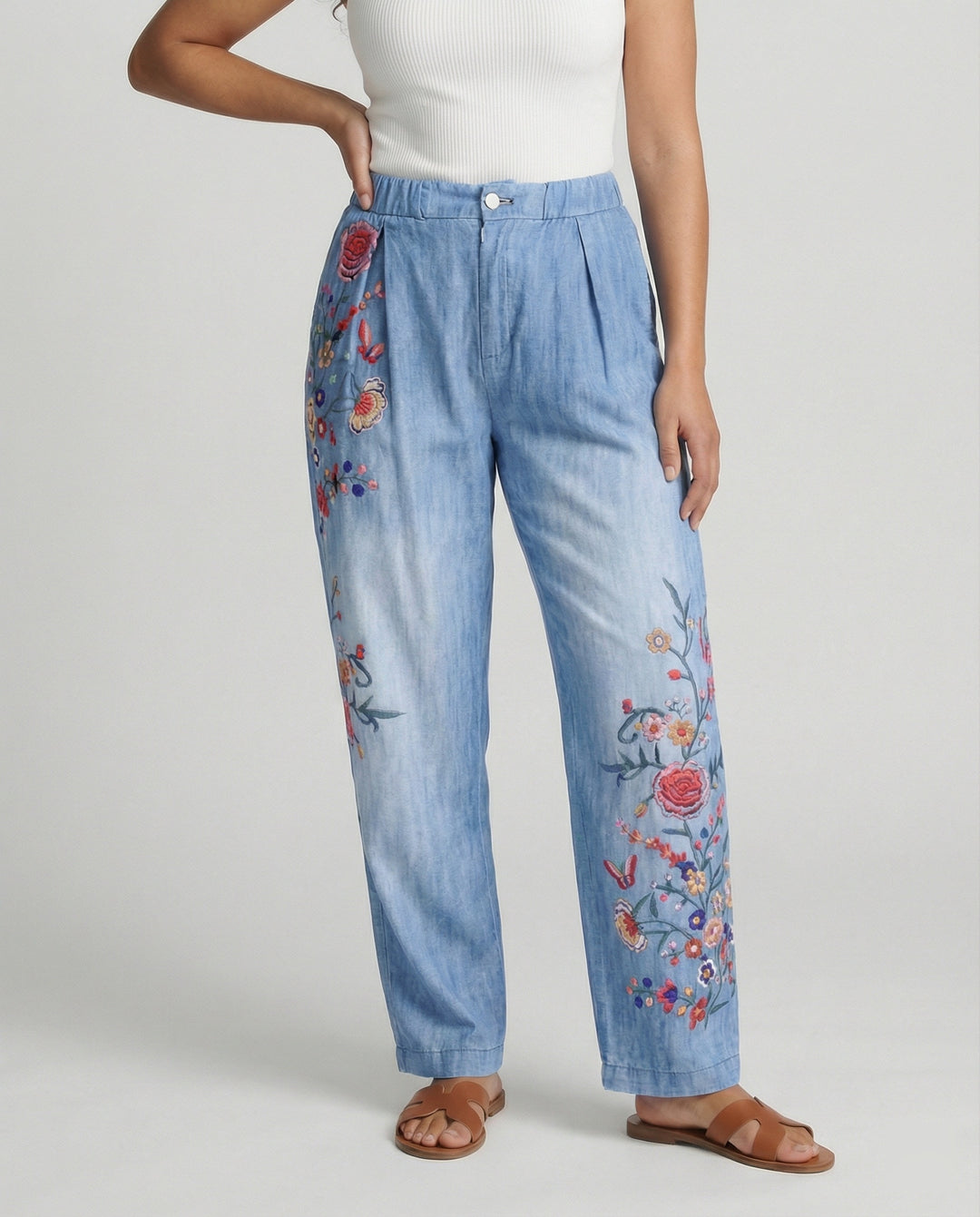EB | Floral Print Lockere Jeanshose für Frauen
