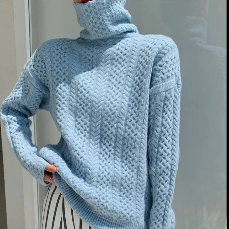 EB | Luxus Kaschmir Rollkragenpullover mit Kariertem Muster