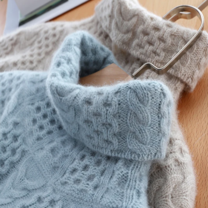 EB | Luxus Kaschmir Rollkragenpullover mit Kariertem Muster