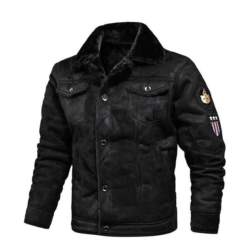 EB | Luxuriöse Übergroße Lederjacke mit Samtfutter