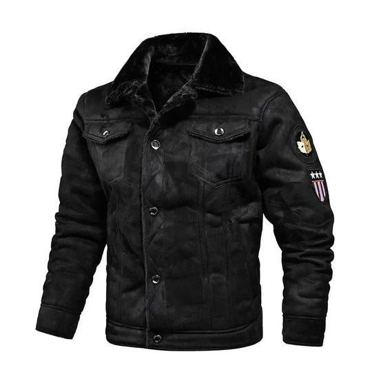 EB | Luxuriöse Übergroße Lederjacke mit Samtfutter