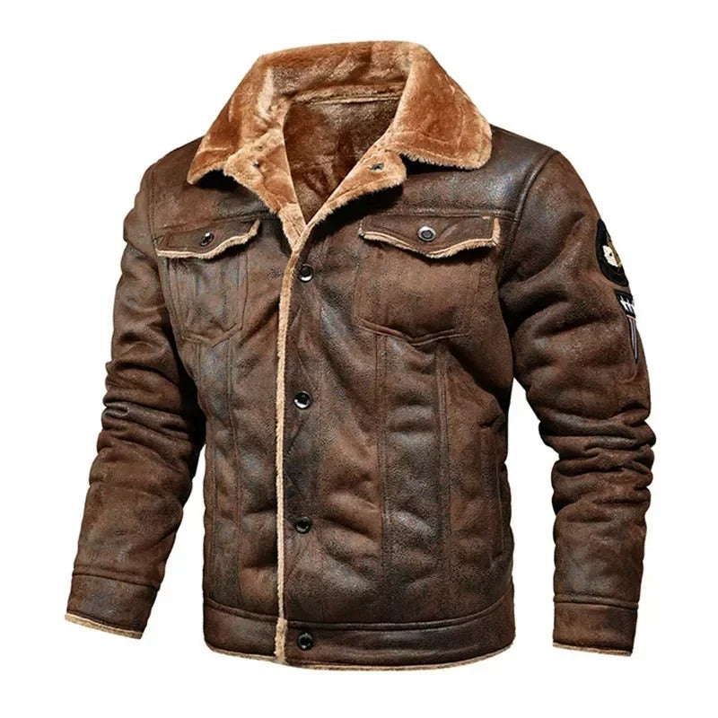 EB | Luxuriöse Übergroße Lederjacke mit Samtfutter