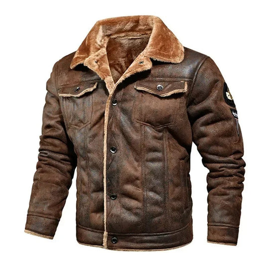 EB | Luxuriöse Übergroße Lederjacke mit Samtfutter