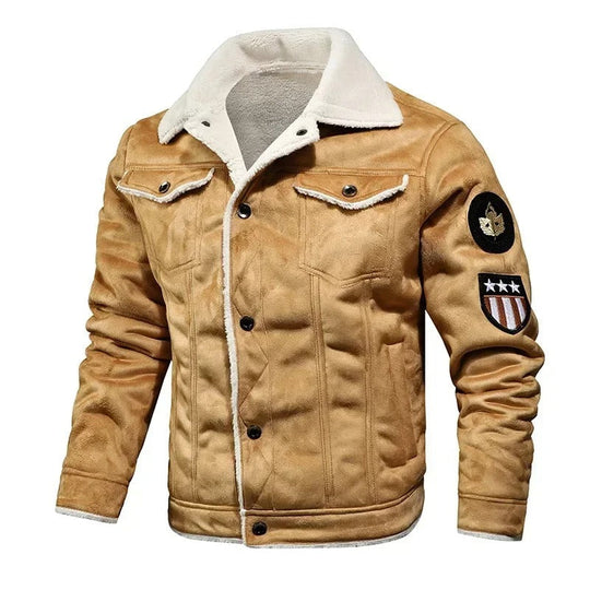 EB | Luxuriöse Übergroße Lederjacke mit Samtfutter