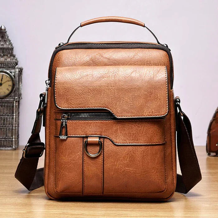 Damen Elegante Leder Schultertasche mit Reißverschluss & Verstellbarem Schulterriemen | EB