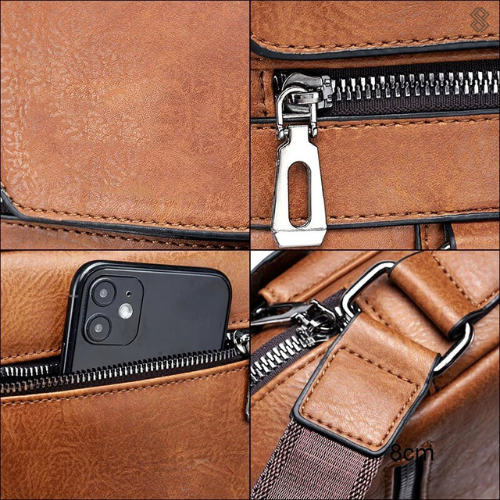 Damen Elegante Leder Schultertasche mit Reißverschluss & Verstellbarem Schulterriemen | EB