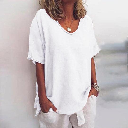 EB | Damen Rundhals-Shirt Unifarben