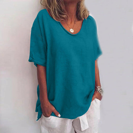 EB | Damen Rundhals-Shirt Unifarben