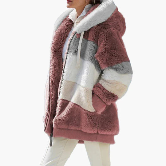 EB | Winter Kapuzenjacke Im Streifen-Design - Modische Freizeitjacke für Kalte Tage