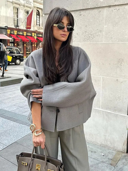 EB | Chic Kurze Wolljacke Wollmischung Elegant und Lässig