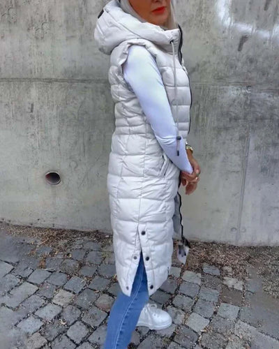 EB | Ärmellose, Lässige Steppjacke mit Kapuze und Reißverschluss