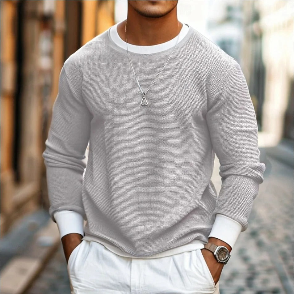 EB | Strukturierter Strickpullover Lange Ärmel Lässiger und Stilvolles Aussehen