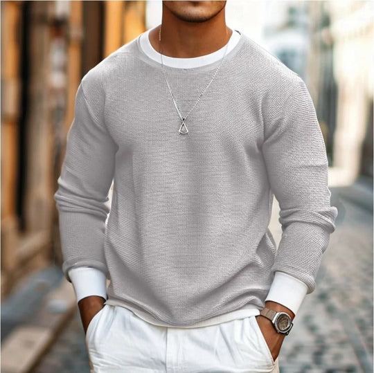 EB | Strukturierter Strickpullover Lange Ärmel Lässiger und Stilvolles Aussehen