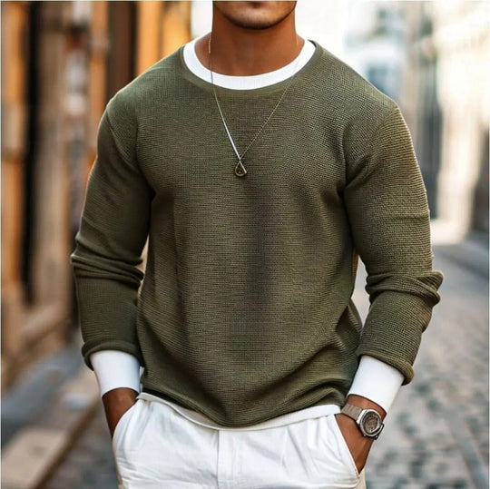 EB | Strukturierter Strickpullover Lange Ärmel Lässiger und Stilvolles Aussehen