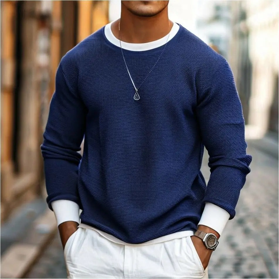 EB | Strukturierter Strickpullover Lange Ärmel Lässiger und Stilvolles Aussehen