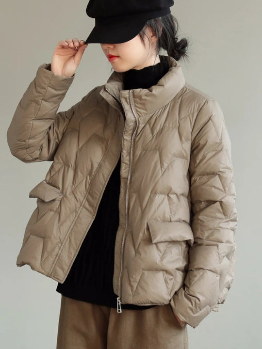 EB | Ultraleichte Wattierte Daunenjacke Mit Stehkragen Für Frauen