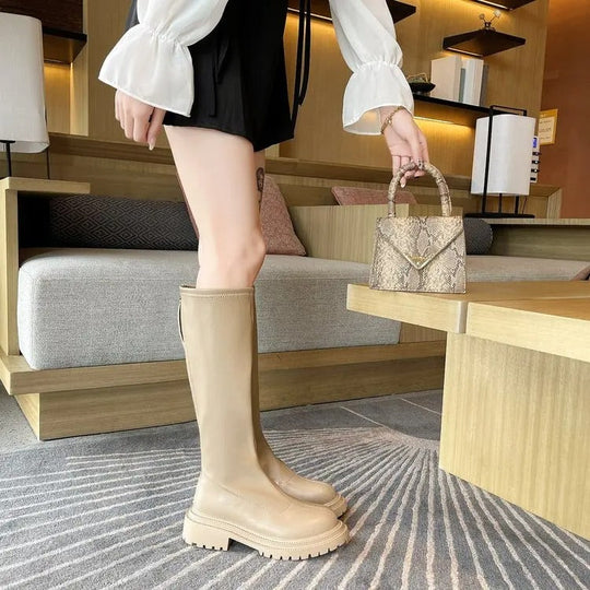 Lange Lederstil Damenstiefel EB