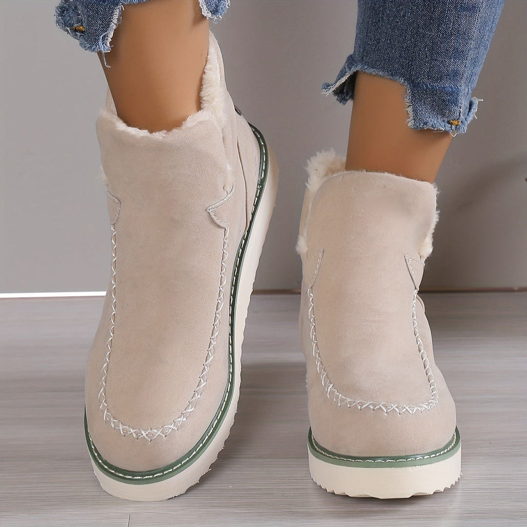EB | Winter Wildleder Absatzstiefel mit Kunstpelzfutter