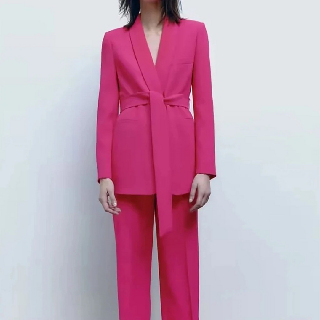 EB | Mehrfarben Hausbekleidungsstil Blazer und Hose Set