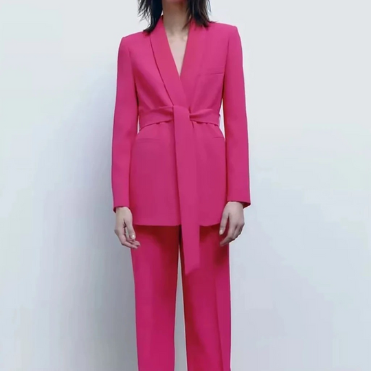 EB | Mehrfarben Hausbekleidungsstil Blazer und Hose Set
