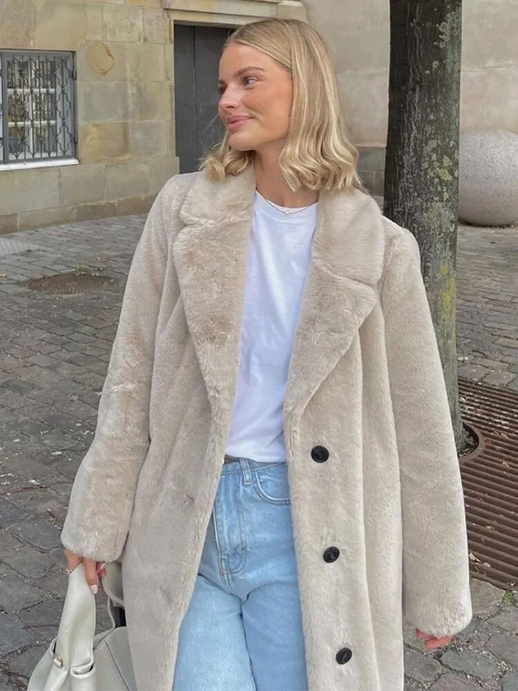 EB | Weiche Faux Fur Jacke Polyester Elegant und Warm
