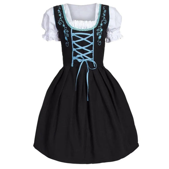 EB - Stilvolle Himmelblau Oktoberfest Dirndl mit Eleganter Stickerei für Frauen