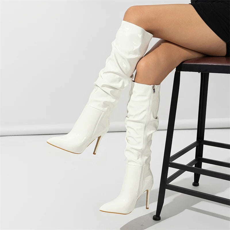 Frauen Über-den-Knie Stiefel Leder Stil EB