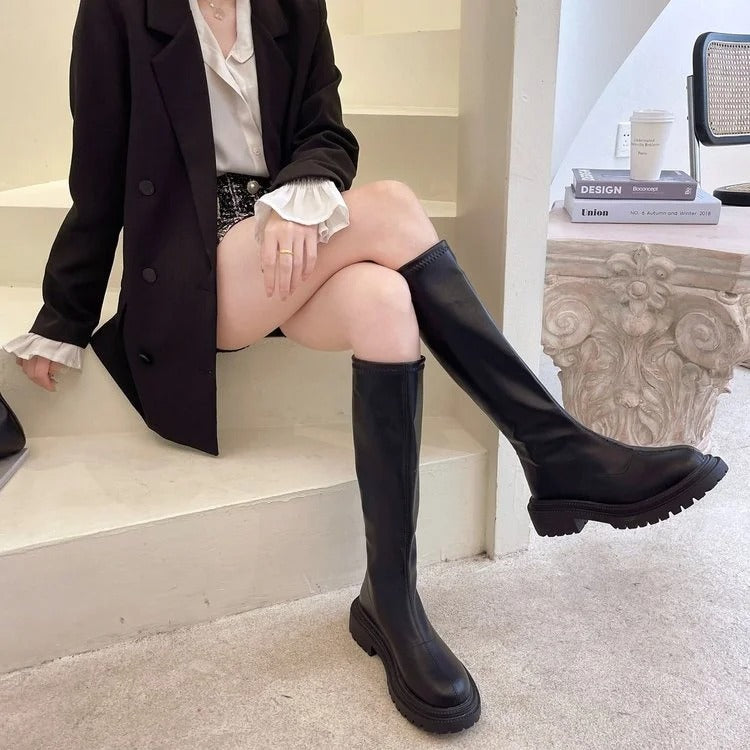Lange Lederstil Damenstiefel EB