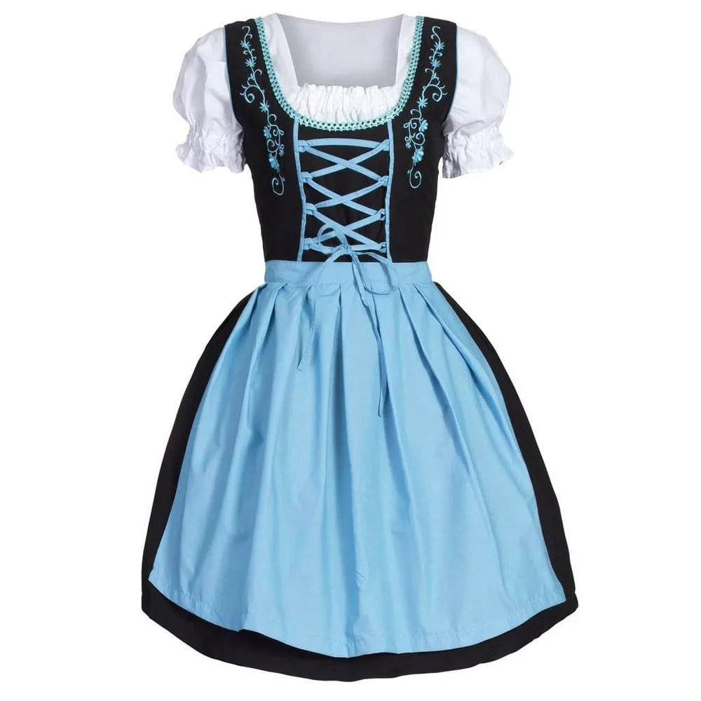 EB - Stilvolle Himmelblau Oktoberfest Dirndl mit Eleganter Stickerei für Frauen