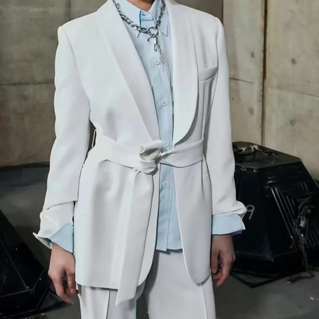 EB | Mehrfarben Hausbekleidungsstil Blazer und Hose Set