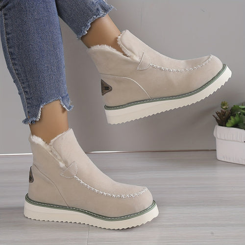 EB | Winter Wildleder Absatzstiefel mit Kunstpelzfutter