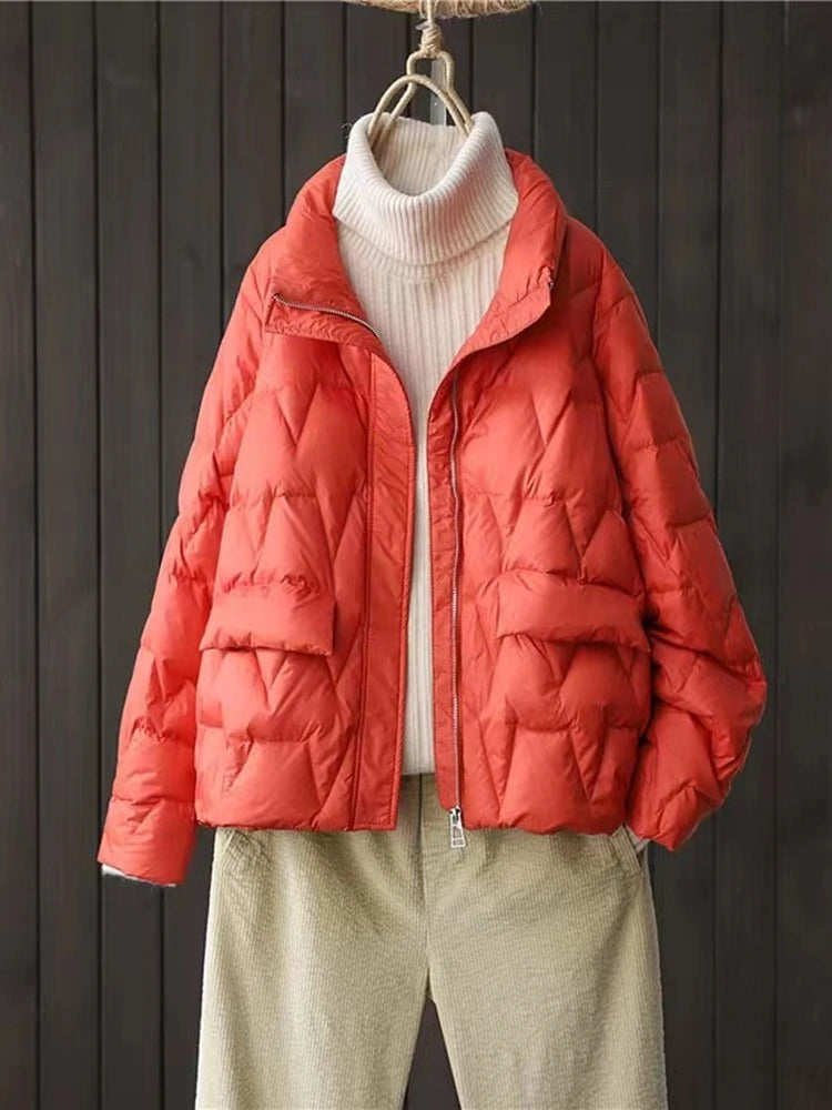 EB | Ultraleichte Wattierte Daunenjacke Mit Stehkragen Für Frauen