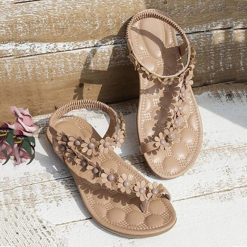 EB | Flache Sommer Blumen Sandalen