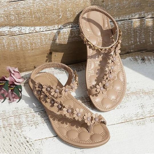 EB | Flache Sommer Blumen Sandalen