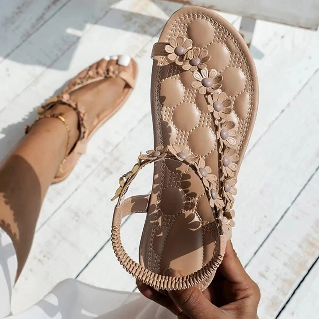 EB | Flache Sommer Blumen Sandalen
