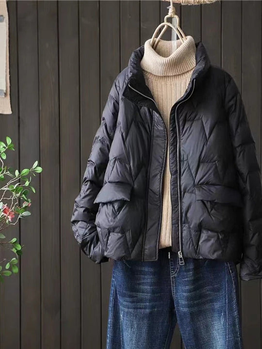 EB | Ultraleichte Wattierte Daunenjacke Mit Stehkragen Für Frauen
