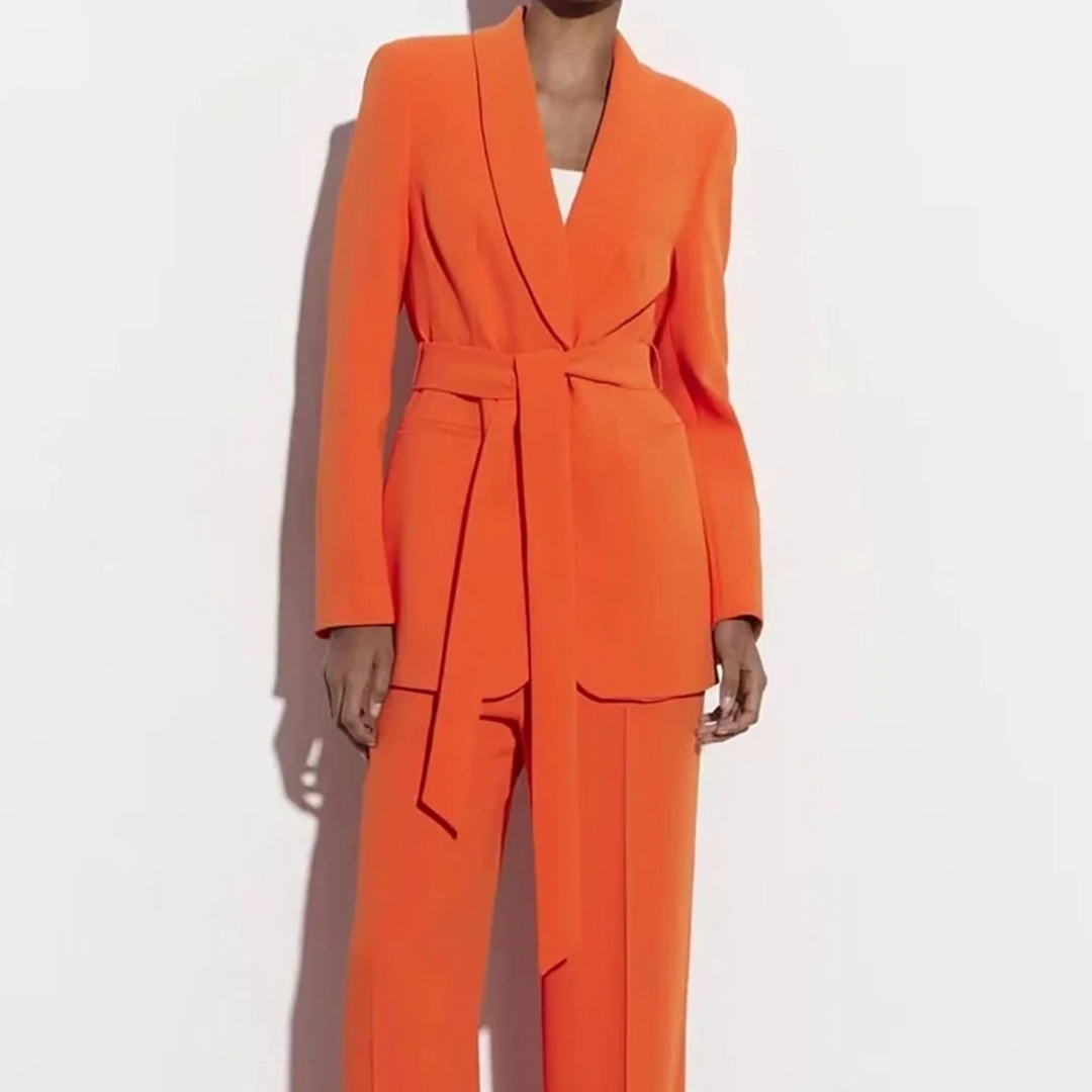 EB | Mehrfarben Hausbekleidungsstil Blazer und Hose Set